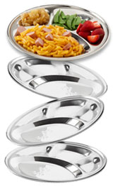 No-Mess Plates, 4-Pack, Stainless Steel Plates