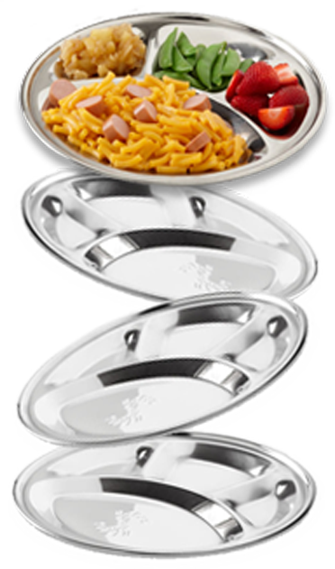 No-Mess Plates, 4-Pack, Stainless Steel Plates